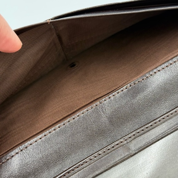 Fendi Dark Brown Leather and Canvas Double Snap Wallet - Picture 11 of 15